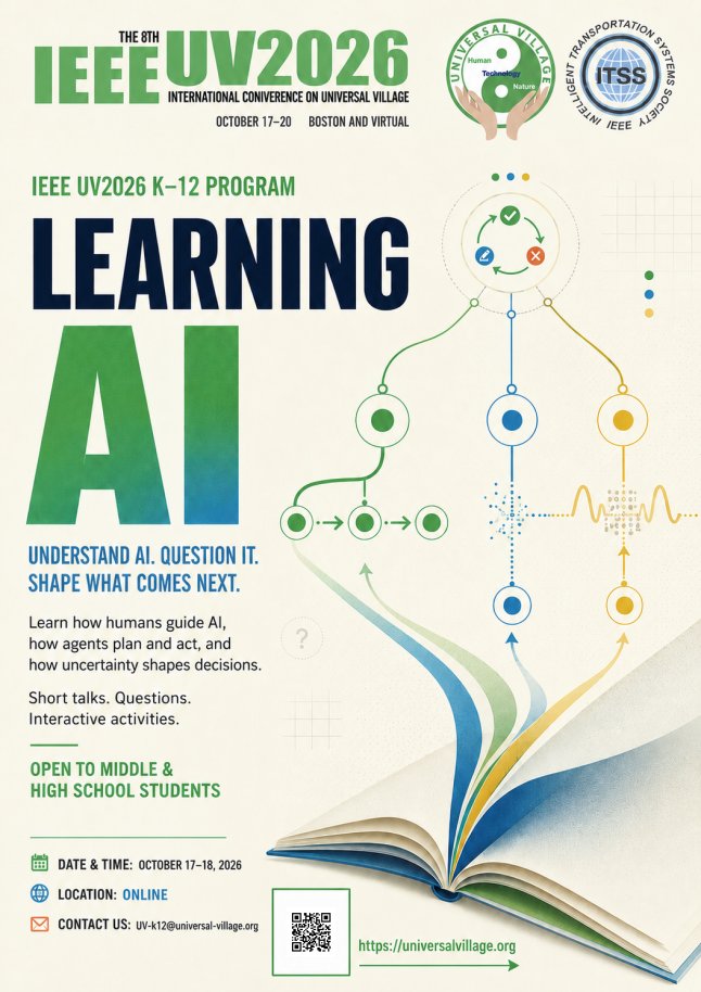 Learning AI poster, IEEE UV2026 K–12 Program